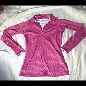 Nike pro pink polka dot long sleeve half-zip shirt